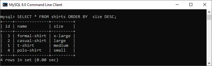 MySQL ENUM