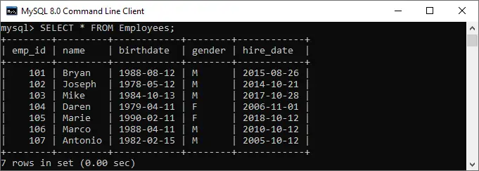 mysql заявка за изтриване