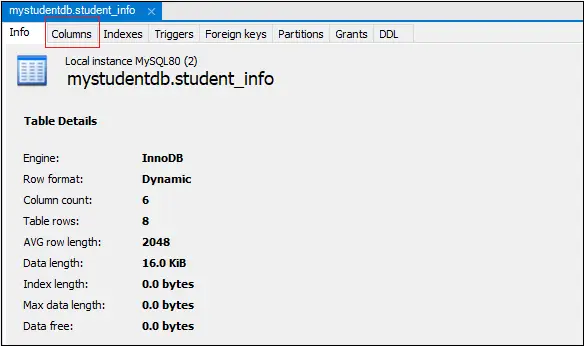 MySQL Vis kolonner