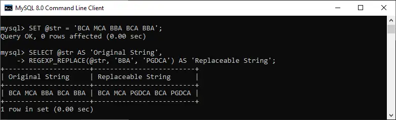 وظيفة MySQL REGEXP_REPLACE()