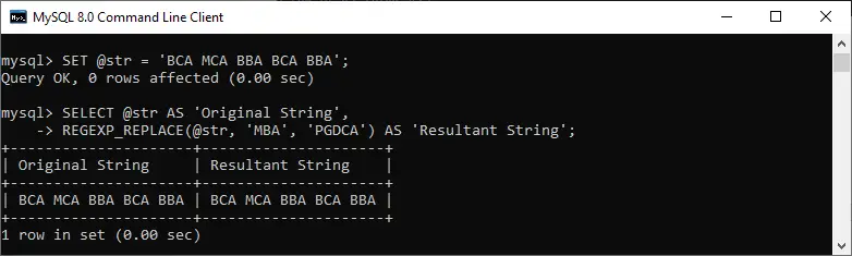 MySQL REGEXP_REPLACE() funkcija