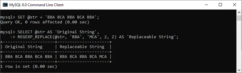 Função MySQL REGEXP_REPLACE()