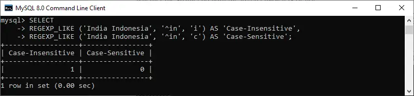 Função MySQL regexp_like