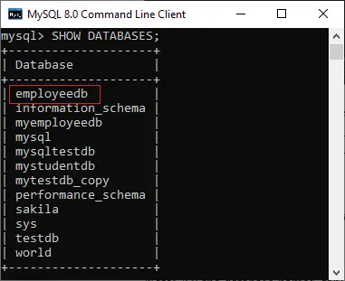 MySQL Crea database