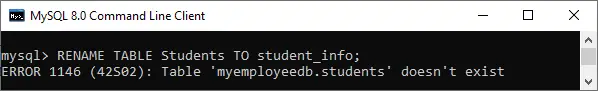 Tabella di ridenominazione MySQL