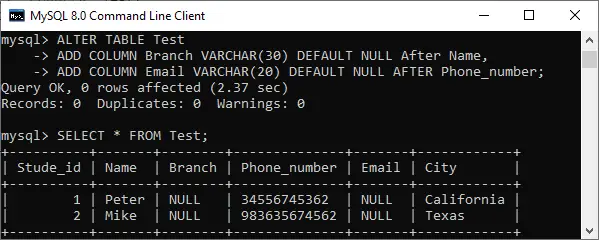 MySQL Agregar/Eliminar columna