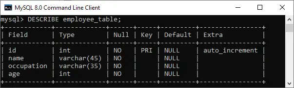 MySQL OPRET TABEL