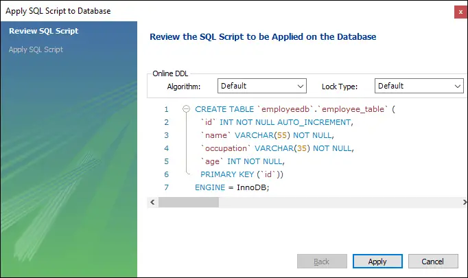 MySQL OPRET TABEL