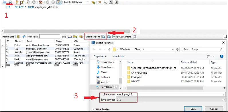 Exportar tabla MySQL a CSV