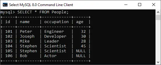 Declaración INSERT de MySQL