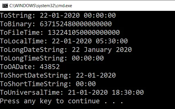 C# dilinde DateTime