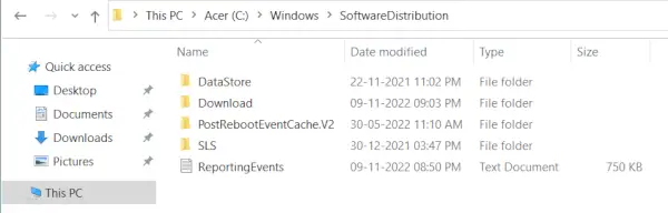 método 4: eliminar la carpeta de distribución de software para corregir el error 0x80248007