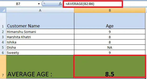 Excel AVERAGE-funktion
