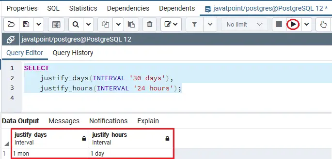 Intervalo de PostgreSQL