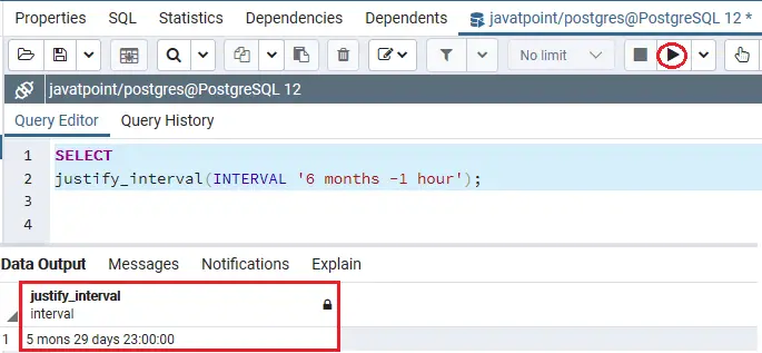 PostgreSQL interval