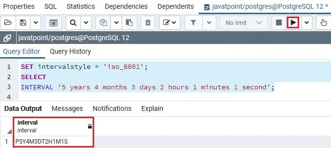 Interval PostgreSQL