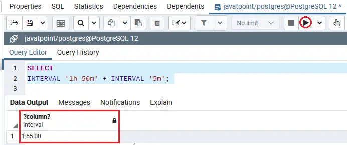 PostgreSQL interval