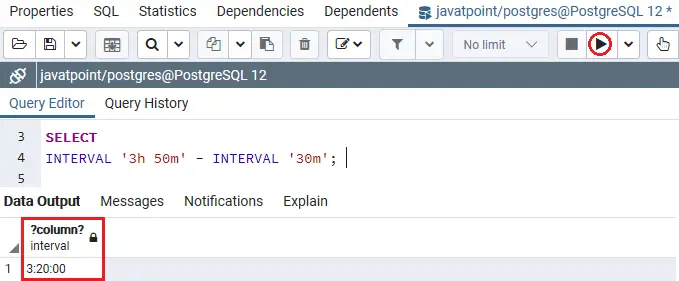 PostgreSQL interval