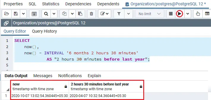 Intervalo PostgreSQL