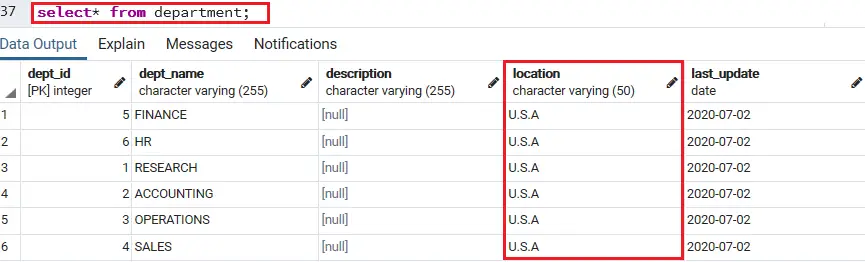 PostgreSQL-update