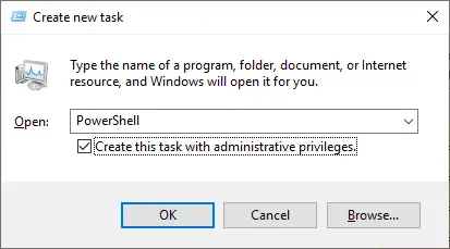 PowerShell exécuté en tant qu'administrateur