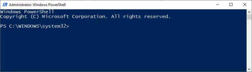 PowerShell s'executa com a administrador