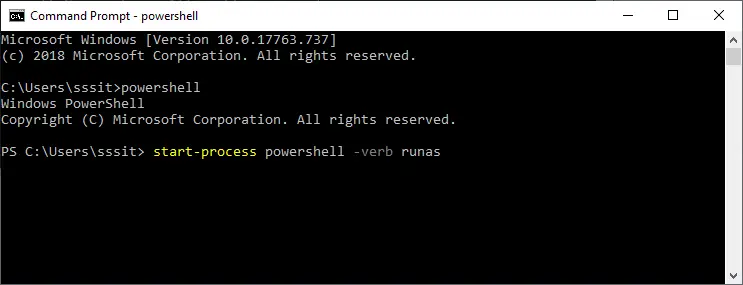 PowerShell darbojas kā administrators