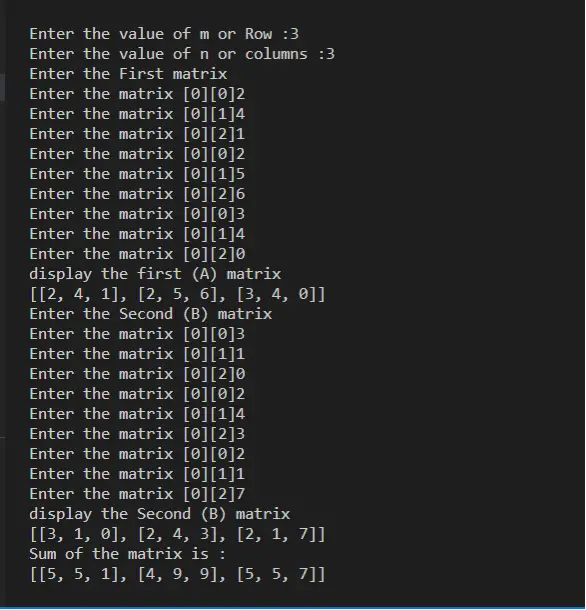 Matriu 2D de Python