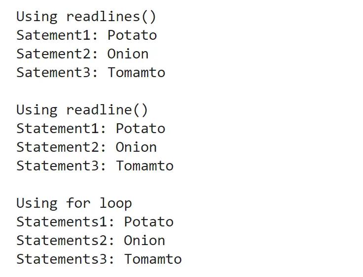 Readlines Pythonissa