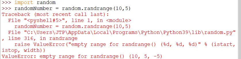 Pythonin satunnainen randrange()