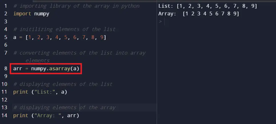 Python 목록을 NumPy 배열로 변환