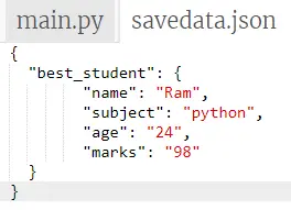 حفظ ملف json في بايثون
