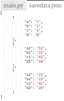 حفظ ملف json في بايثون