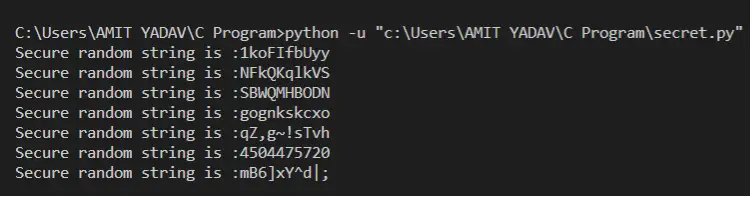 Python-program til at generere en tilfældig streng