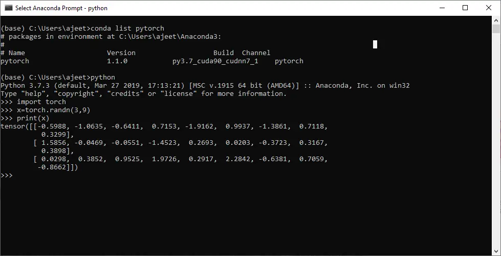 Instalação do PyTorch