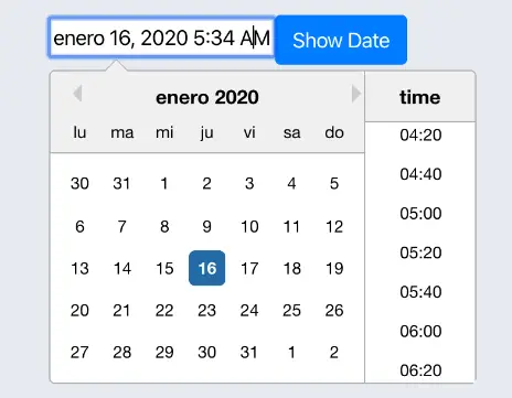 Reacciona el selector de dates