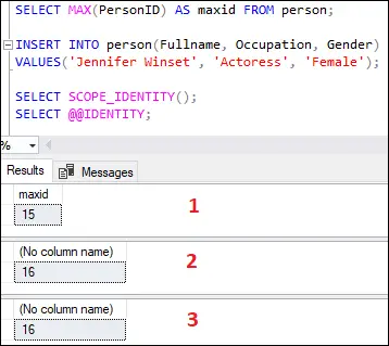 SQL Server IDENTITET