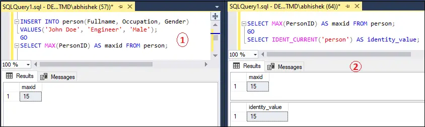 SQL servera IDENTITĀTE