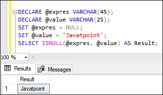 SQL Server ISNULL függvény