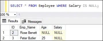 Funzione ISNULL di SQL Server