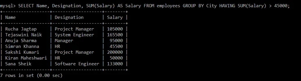 SQL CÜMLELERİ