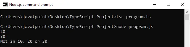 Declaració de commutació de TypeScript